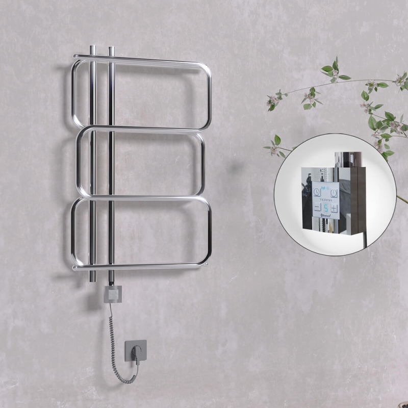 MATSU Elektrikli Havlupan 540x884 Krom (KTX4 Termostat) 200W Spiral Kablolu - 1MAT05400884K1PEC020-K