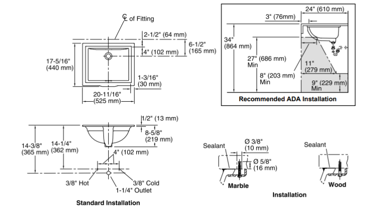 Kohler Lavabo Tezgah Altı Memoirs Classic Beyaz - 10KOH2339-0000