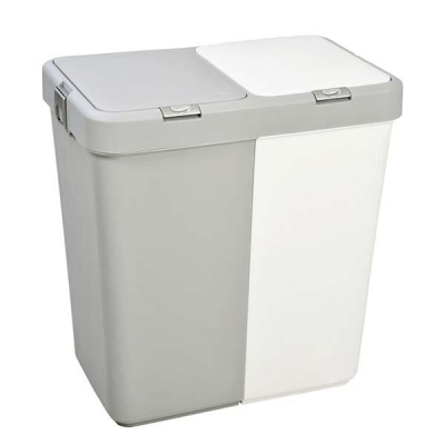 MOTEK - Motek Çamaşır Sepeti İkili Gri - Beyaz