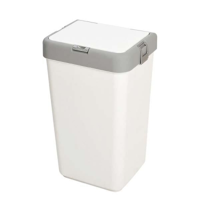 MOTEK - Motek Çamaşır Sepeti Tekli Beyaz - Gri 40 Litre 35 x 28 x 58,5 cm
