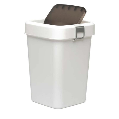 MOTEK - Motek Çöp Kutusu Comfort Beyaz Kilitli ve Sallanır Kapak 18 litre