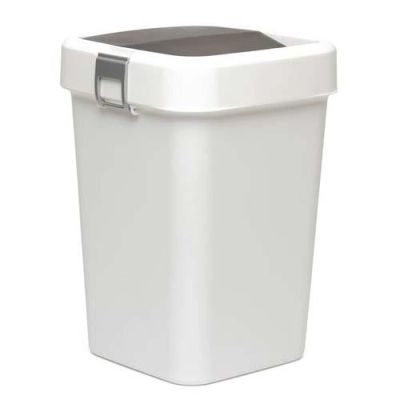 MOTEK - Motek Çöp Kutusu Comfort Beyaz Kilitli ve Sallanır Kapak 18 litre