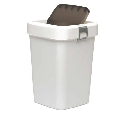 MOTEK - Motek Çöp Kutusu Comfort Beyaz Kilitli ve Sallanır Kapak 8 litre