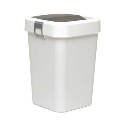 MOTEK - Motek Çöp Kutusu Comfort Beyaz Kilitli ve Sallanır Kapak 8 litre