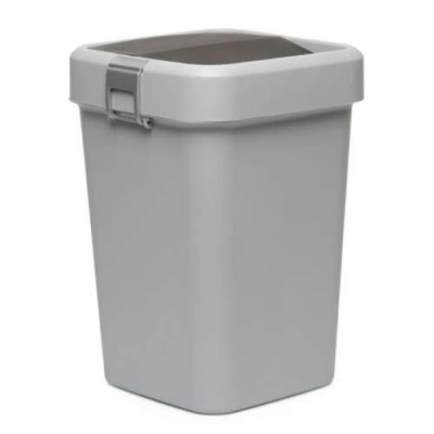 MOTEK - Motek Çöp Kutusu Comfort Gri Kilitli ve Sallanır Kapak 18 litre