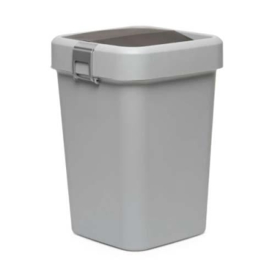 MOTEK - Motek Çöp Kutusu Comfort Gri Kilitli ve Sallanır Kapak 8 litre