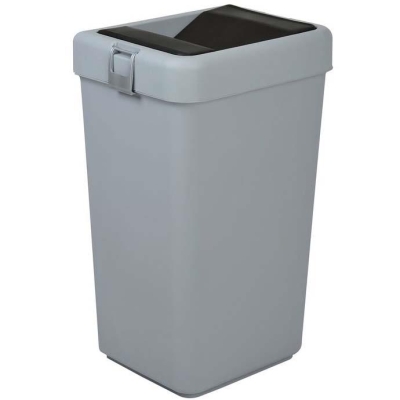 MOTEK - Motek Çöp Kutusu Comfort Kilitli Çöp Kovası Gri Beyaz 40 Litre - 0