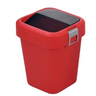 MOTEK - Motek Çöp Kutusu Comfort Kırmızı Kilitli ve Sallanır Kapak 8 litre