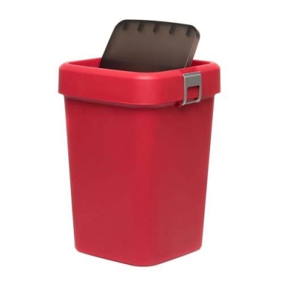 MOTEK - Motek Çöp Kutusu Comfort Kırmızı Kilitli ve Sallanır Kapak 8 litre