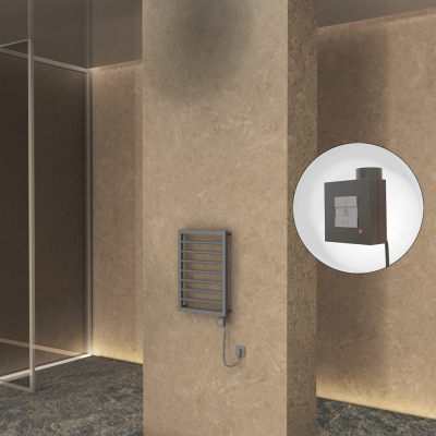 Radiva - NAXOS Elektrikli Havlupan 450x655 Antrasit Texture (KTX1 Termostat) 300W Spiral Kablolu (1)