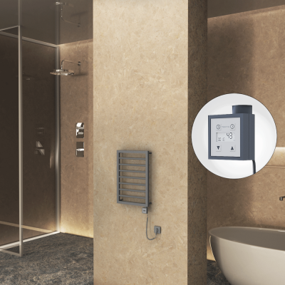 Radiva - NAXOS Elektrikli Havlupan 450x655 Antrasit Texture (KTX3 Termostat) 300W Spiral Kablolu (1)