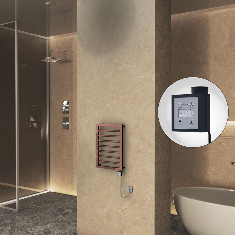 NAXOS Elektrikli Havlupan 450x655 Bakır Parlak (KTX3 Termostat) 200W Spiral Kablolu - 1NAX04500655K4PE7020-K