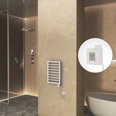 Radiva - NAXOS Elektrikli Havlupan 450x655 Beyaz Mat (KTX1 Termostat) 300W Spiral Kablolu (1)