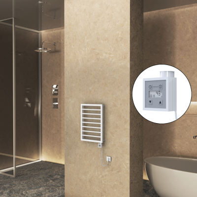 Radiva - NAXOS Elektrikli Havlupan 450x655 Beyaz Mat (KTX3 Termostat) 300W Spiral Kablolu