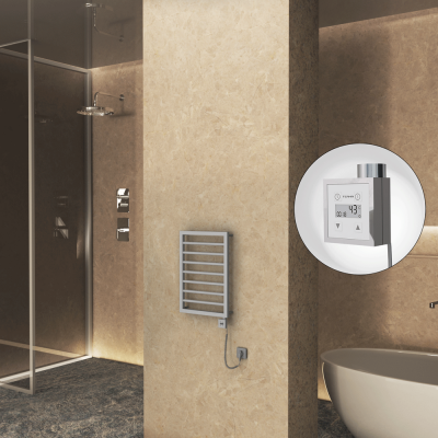 Radiva - NAXOS Elektrikli Havlupan 450x655 Gri 7012 Texture (KTX3 Termostat) 300W Spiral Kablolu (1)