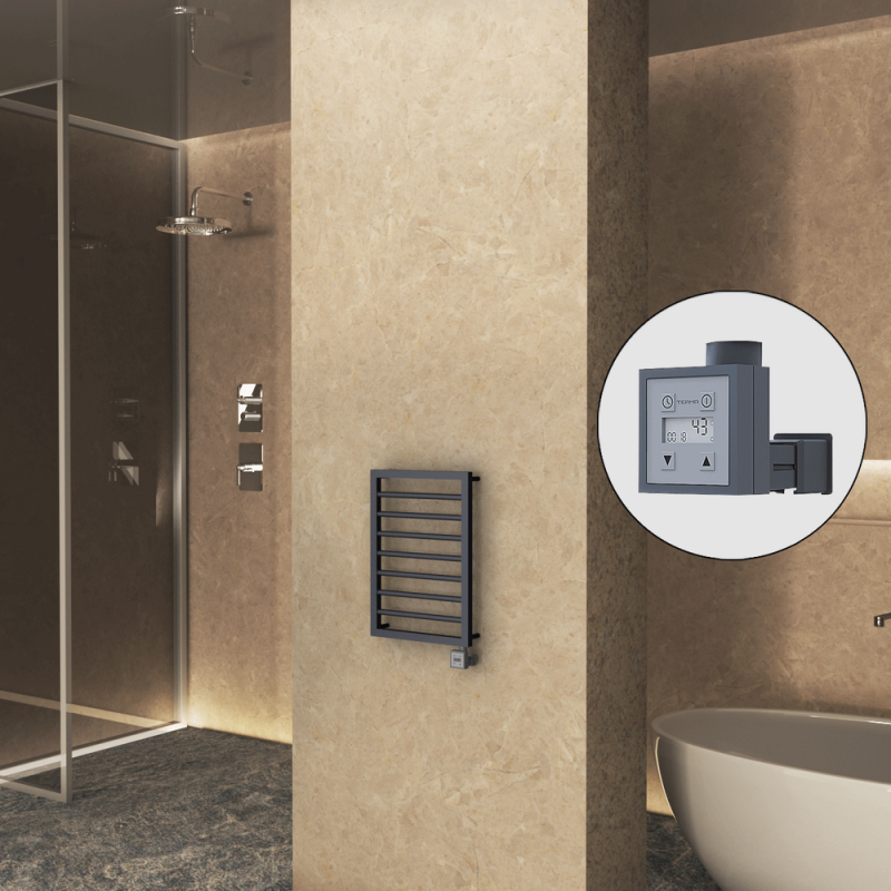 NAXOS Elektrikli Havlupan 450x655 Koyu Antrasit Texture (KTX3 Termostat) 300W - 1NAX04500655B6TE7030