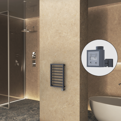 Radiva - NAXOS Elektrikli Havlupan 450x655 Koyu Antrasit Texture (KTX3 Termostat) 300W