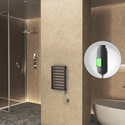 Radiva - NAXOS Elektrikli Havlupan 450x655 Koyu Antrasit Texture (On/Off Düğmeli) 300W