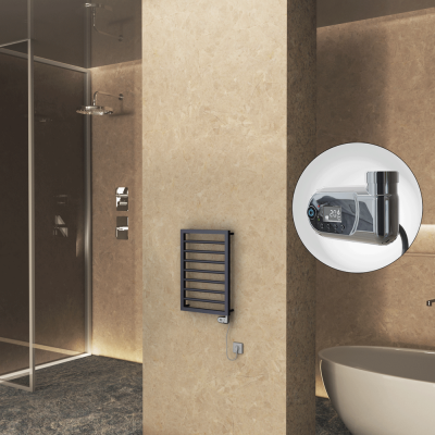 Radiva - NAXOS Elektrikli Havlupan 450x655 Koyu Antrasit Texture (Thesis Termostat) 300W