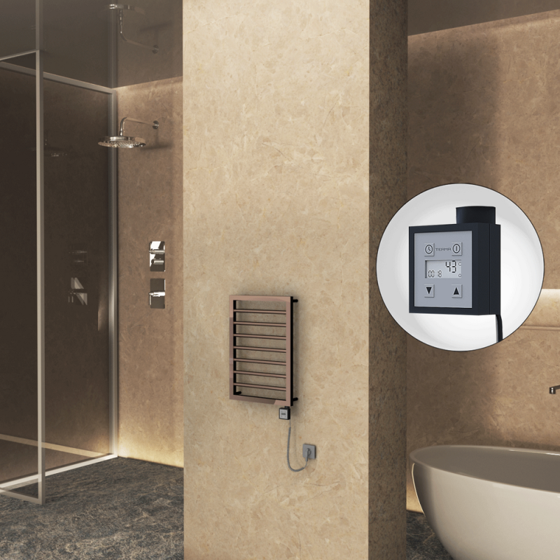 NAXOS Elektrikli Havlupan 450x655 Rose Gold Parlak (KTX3 Termostat) 200W Spiral Kablolu - 1NAX04500655KDPE7020-K