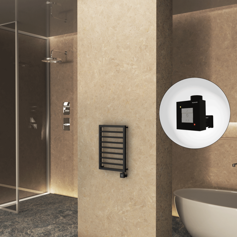 NAXOS Elektrikli Havlupan 450x655 Siyah Mat (KTX1 Termostat) 300W - 1NAX04500655B3MEB030