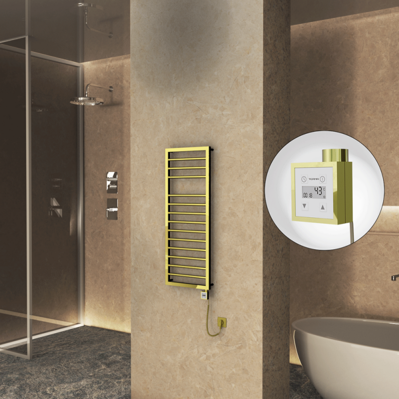 NAXOS Elektrikli Havlupan 500x1193 Altın (KTX3 Termostat) 300W Spiral Kablolu - 1NAX05001193K2PE7030-K