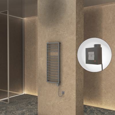 Radiva - NAXOS Elektrikli Havlupan 500x1193 Antrasit Texture (KTX1 Termostat) 600W Spiral Kablolu (1)