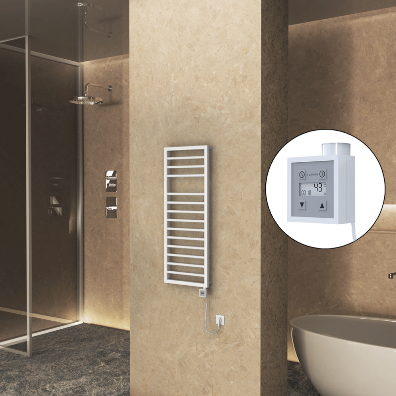 NAXOS Elektrikli Havlupan 500x1193 Beyaz Mat (KTX3 Termostat) 600W Spiral Kablolu - 1NAX05001193B1ME7060-K