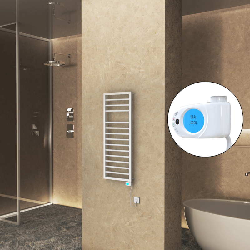 NAXOS Elektrikli Havlupan 500x1193 Beyaz Mat (Musa Termostat) 600W - 1NAX05001193B1ME3060