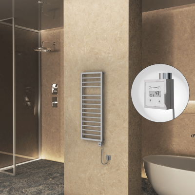 Radiva - NAXOS Elektrikli Havlupan 500x1193 Gri 7012 Texture (KTX3 Termostat) 600W Spiral Kablolu (1)