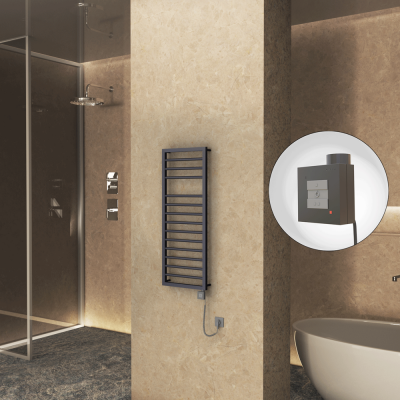 Radiva - NAXOS Elektrikli Havlupan 500x1193 Koyu Antrasit Texture (KTX1 Termostat) 600W Spiral Kablolu (1)