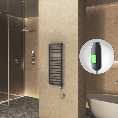 Radiva - NAXOS Elektrikli Havlupan 500x1193 Koyu Antrasit Texture (On/Off Düğmeli) 600W (1)