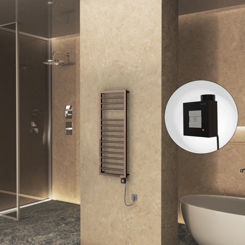 NAXOS Elektrikli Havlupan 500x1193 Rose Gold Parlak (KTX1 Termostat) 300W Spiral Kablolu - 1NAX05001193KDPEB030-K