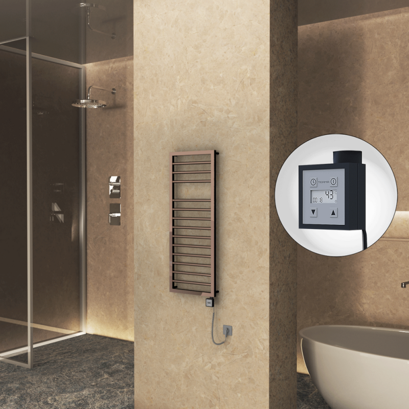 NAXOS Elektrikli Havlupan 500x1193 Rose Gold Parlak (KTX3 Termostat) 300W Spiral Kablolu - 1NAX05001193KDPE7030-K