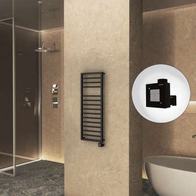 Radiva - NAXOS Elektrikli Havlupan 500x1193 Siyah Mat (KTX1 Termostat) 600W