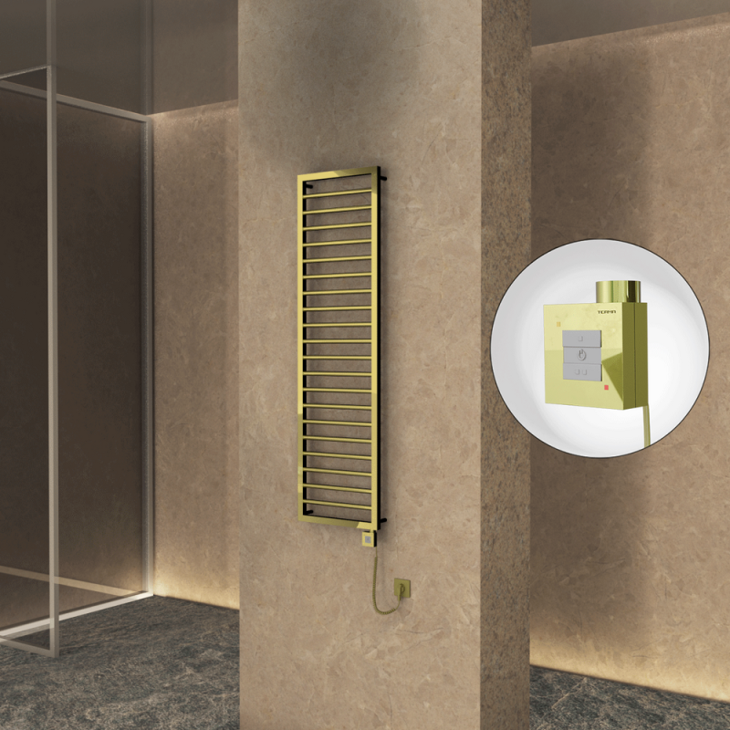 NAXOS Elektrikli Havlupan 500x1655 Altın (KTX1 Termostat) 600W Spiral Kablolu - 1NAX05001655K2PEB060-K