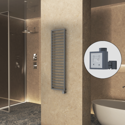 Radiva - NAXOS Elektrikli Havlupan 500x1655 Antrasit Texture (KTX3 Termostat) 600W - 500