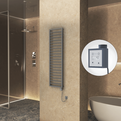 Radiva - NAXOS Elektrikli Havlupan 500x1655 Antrasit Texture (KTX3 Termostat) 600W Spiral Kablolu (1)