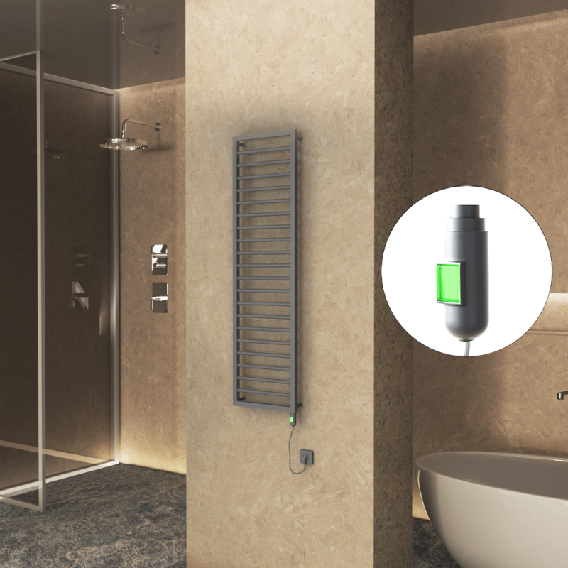 NAXOS Elektrikli Havlupan 500x1655 Antrasit Texture (On/Off Düğmeli) 600W - 1NAX05001655B2TE1060