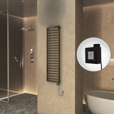 Radiva - NAXOS Elektrikli Havlupan 500x1655 Bakır Eskitme Parlak (KTX1 Termostat) 600W Spiral Kablolu