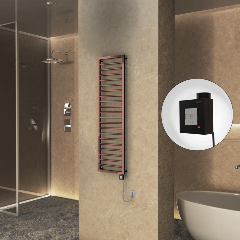 NAXOS Elektrikli Havlupan 500x1655 Bakır Parlak (KTX1 Termostat) 600W Spiral Kablolu - 1NAX05001655K4PEB060-K