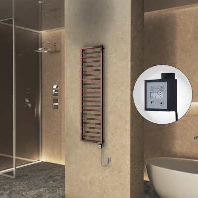 Radiva - NAXOS Elektrikli Havlupan 500x1655 Bakır Parlak (KTX3 Termostat) 600W Spiral Kablolu