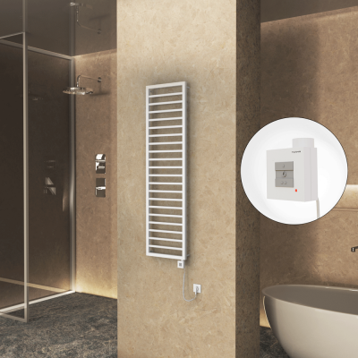 Radiva - NAXOS Elektrikli Havlupan 500x1655 Beyaz Mat (KTX1 Termostat) 600W Spiral Kablolu - 500