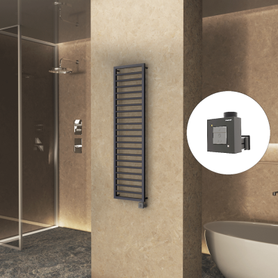 Radiva - NAXOS Elektrikli Havlupan 500x1655 Koyu Antrasit Texture (KTX1 Termostat) 600W