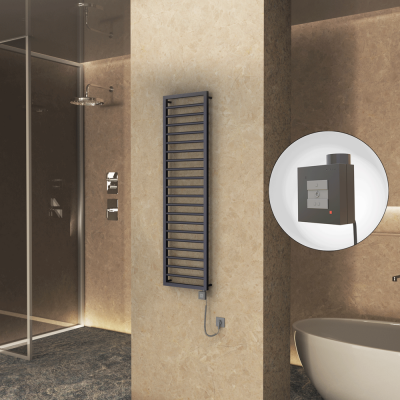 Radiva - NAXOS Elektrikli Havlupan 500x1655 Koyu Antrasit Texture (KTX1 Termostat) 600W Spiral Kablolu (1)