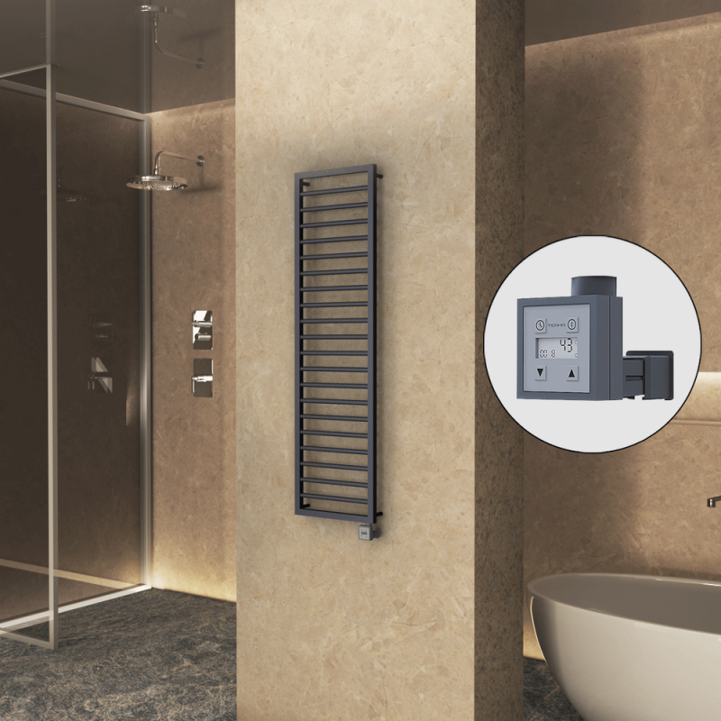 NAXOS Elektrikli Havlupan 500x1655 Koyu Antrasit Texture (KTX3 Termostat) 600W - 1NAX05001655B6TE7060