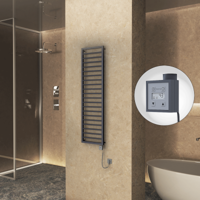 Radiva - NAXOS Elektrikli Havlupan 500x1655 Koyu Antrasit Texture (KTX3 Termostat) 600W Spiral Kablolu (1)