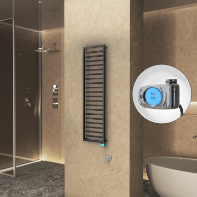 Radiva - NAXOS Elektrikli Havlupan 500x1655 Koyu Antrasit Texture (Musa Termostat) 600W