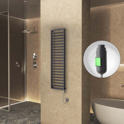 Radiva - NAXOS Elektrikli Havlupan 500x1655 Koyu Antrasit Texture (On/Off Düğmeli) 600W (1)