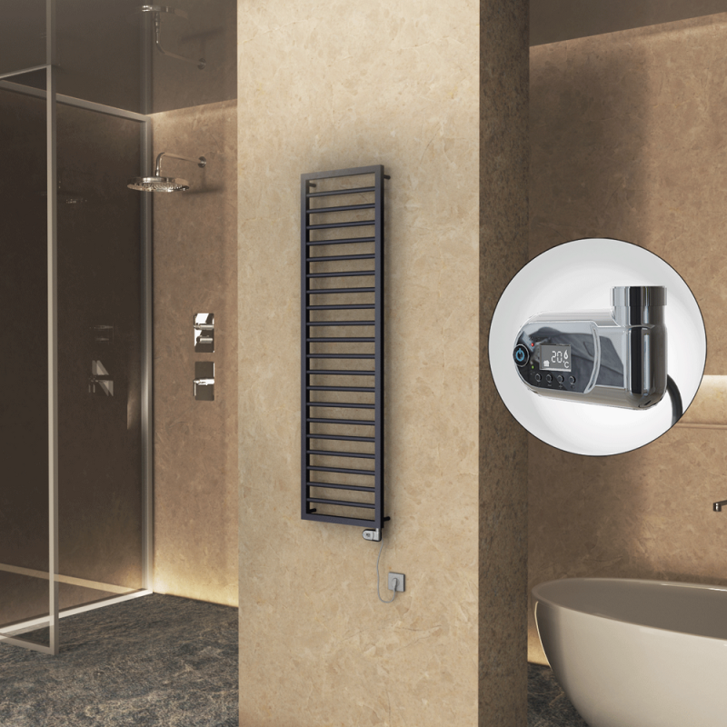 NAXOS Elektrikli Havlupan 500x1655 Koyu Antrasit Texture (Thesis Termostat) 600W - 1NAX05001655B6TE2060